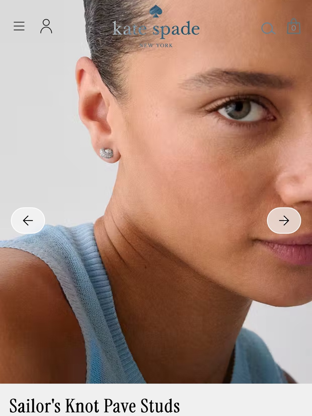 kate spade Silver Pave Sailor's Knot Stud Earrings
